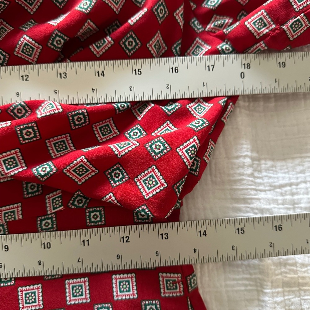 Sandro Paris Red "Laith" Geometric Tile Print Tie-Front Wide Leg Jumpsuit US 4 - Picture 9 of 11